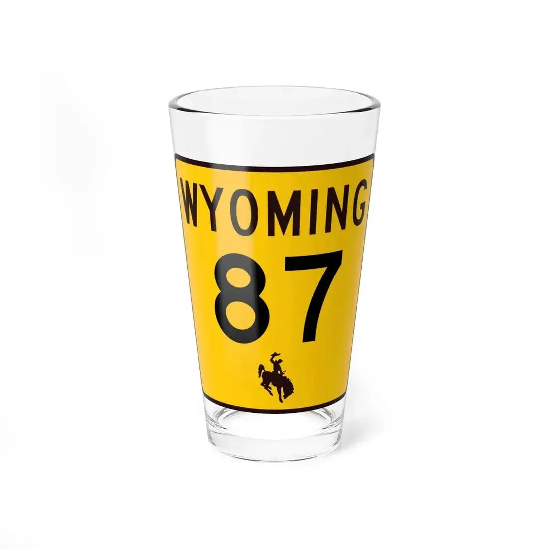 WY-87 (Wyoming) (Road Sign) Pint Glass 16oz 16oz - Go Mug Yourself