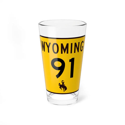 WY-91 (Wyoming) (Road Sign) Pint Glss 16oz 16oz - Go Mug Yourself
