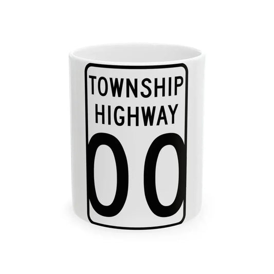 Wyandot County Ohio township highway shield template (Ohio) (Road Sign) White Coffee Mug 11oz - Go Mug Yourself