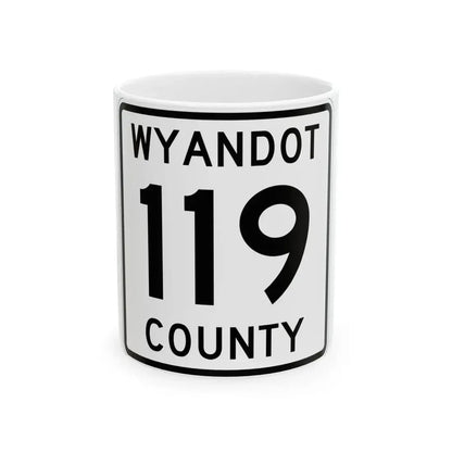 Wyandot County Route 119 OH (Ohio) (Road Sign) White Coffee Mug 11oz - Go Mug Yourself