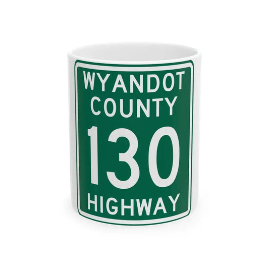 Wyandot County Route 130 OH (Ohio) (Road Sign) White Coffee Mug 11oz - Go Mug Yourself