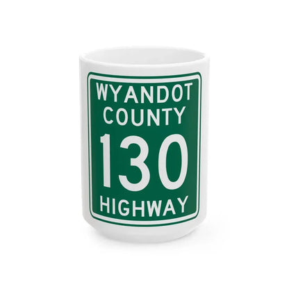 Wyandot County Route 130 OH (Ohio) (Road Sign) White Coffee Mug 15oz - Go Mug Yourself