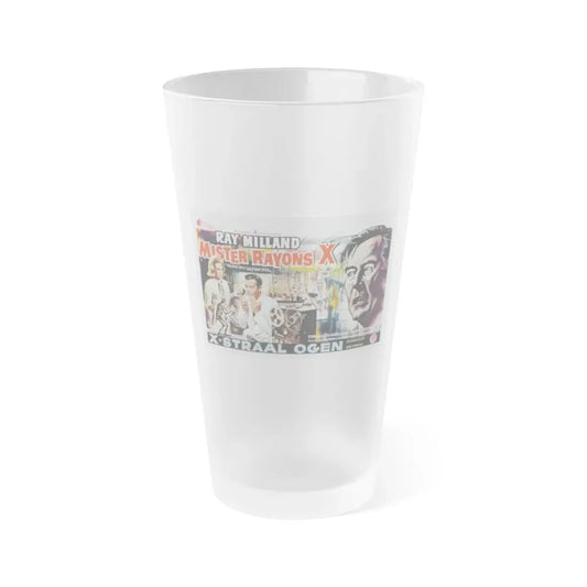 X - THE MAN WITH THE X - RAY EYES (BELGIAN) 1963 Movie Poster - Frosted Pint Glass 16oz 16oz Frosted - Go Mug Yourself