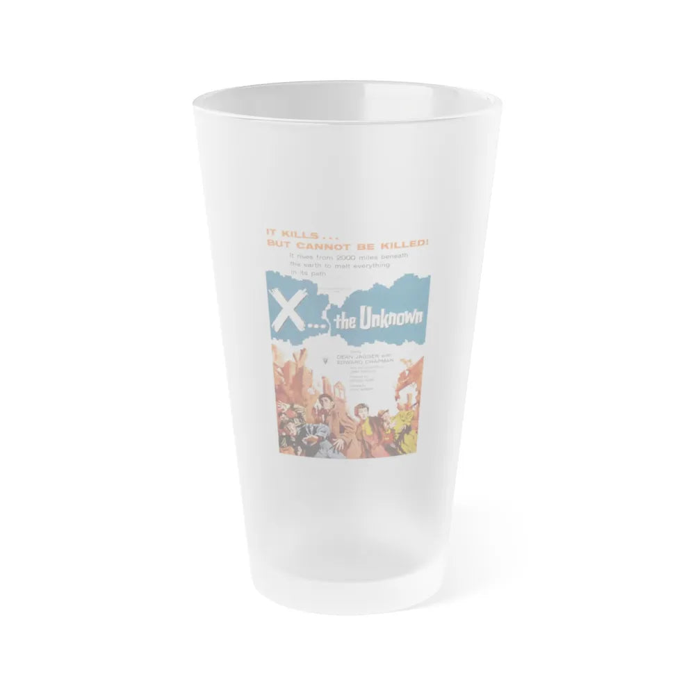 X - THE UNKNOWN 1956 Movie Poster - Frosted Pint Glass 16oz-Go Mug Yourself