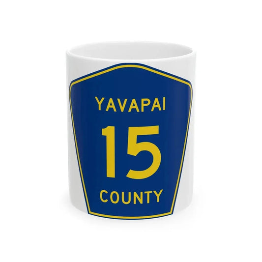 Yavapai County 15 (Arizona) (Road Sign) White Coffee Mug 11oz - Go Mug Yourself