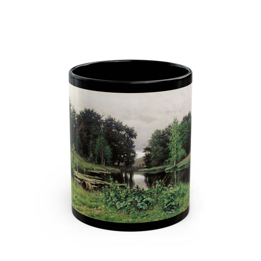 Yefim Volkov (1844-1920) Landscape with Pond - Black Coffee Mug-11oz-Go Mug Yourself