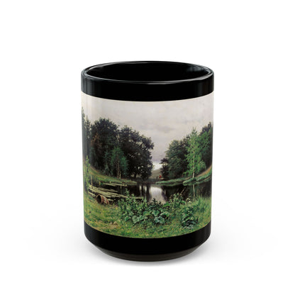 Yefim Volkov (1844-1920) Landscape with Pond - Black Coffee Mug-15oz-Go Mug Yourself
