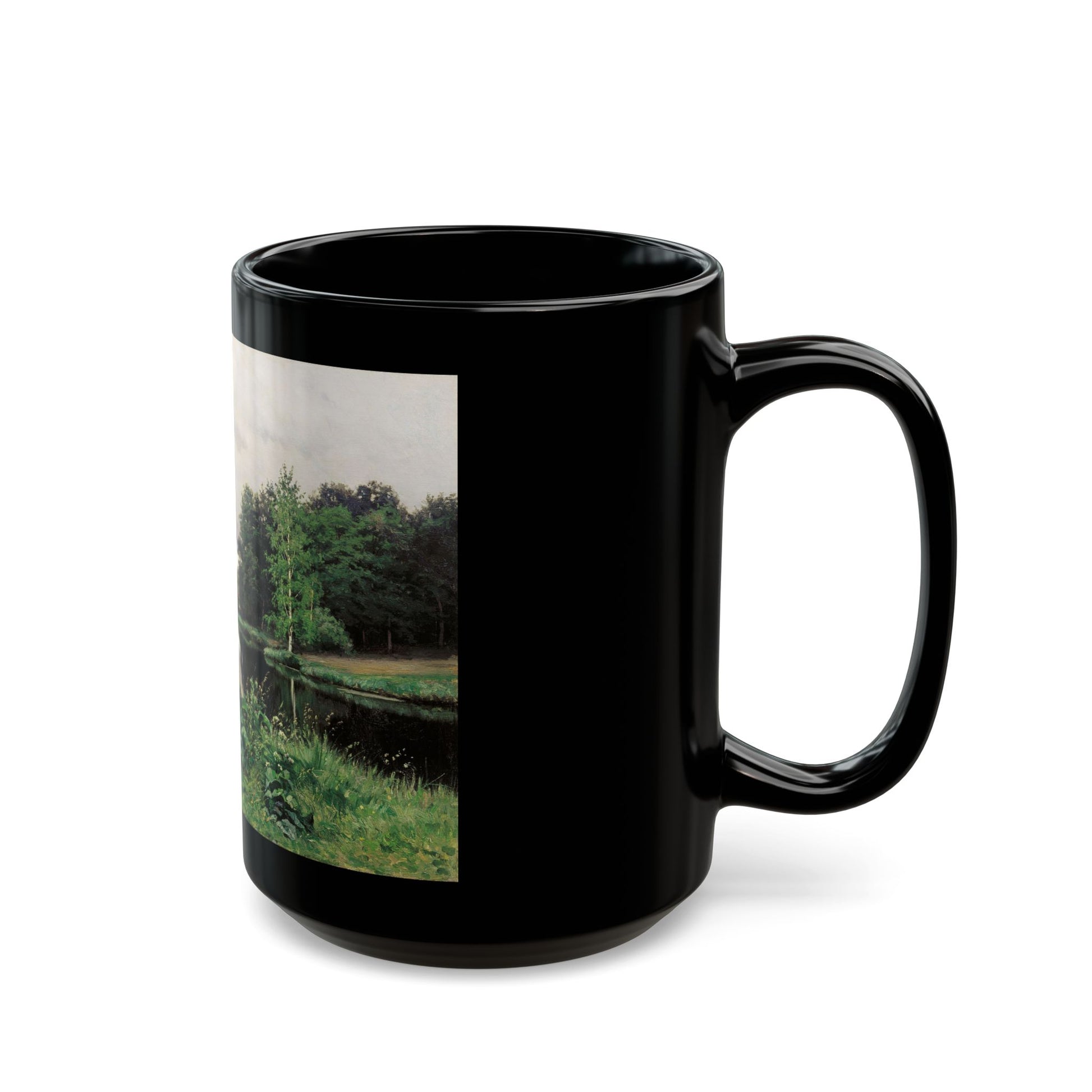Yefim Volkov (1844-1920) Landscape with Pond - Black Coffee Mug-Go Mug Yourself