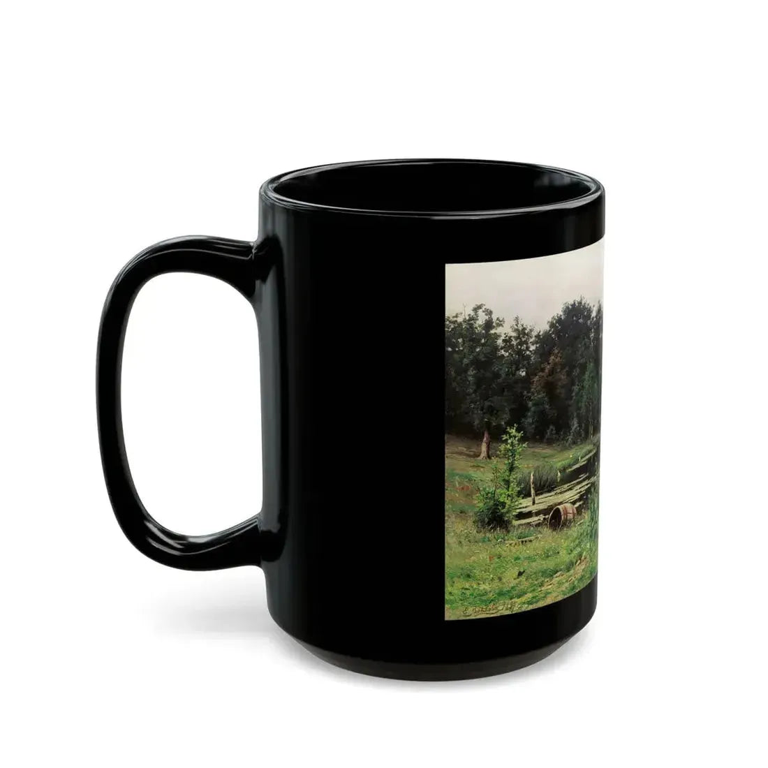 Yefim Volkov (1844-1920) Landscape with Pond - Black Coffee Mug - Go Mug Yourself