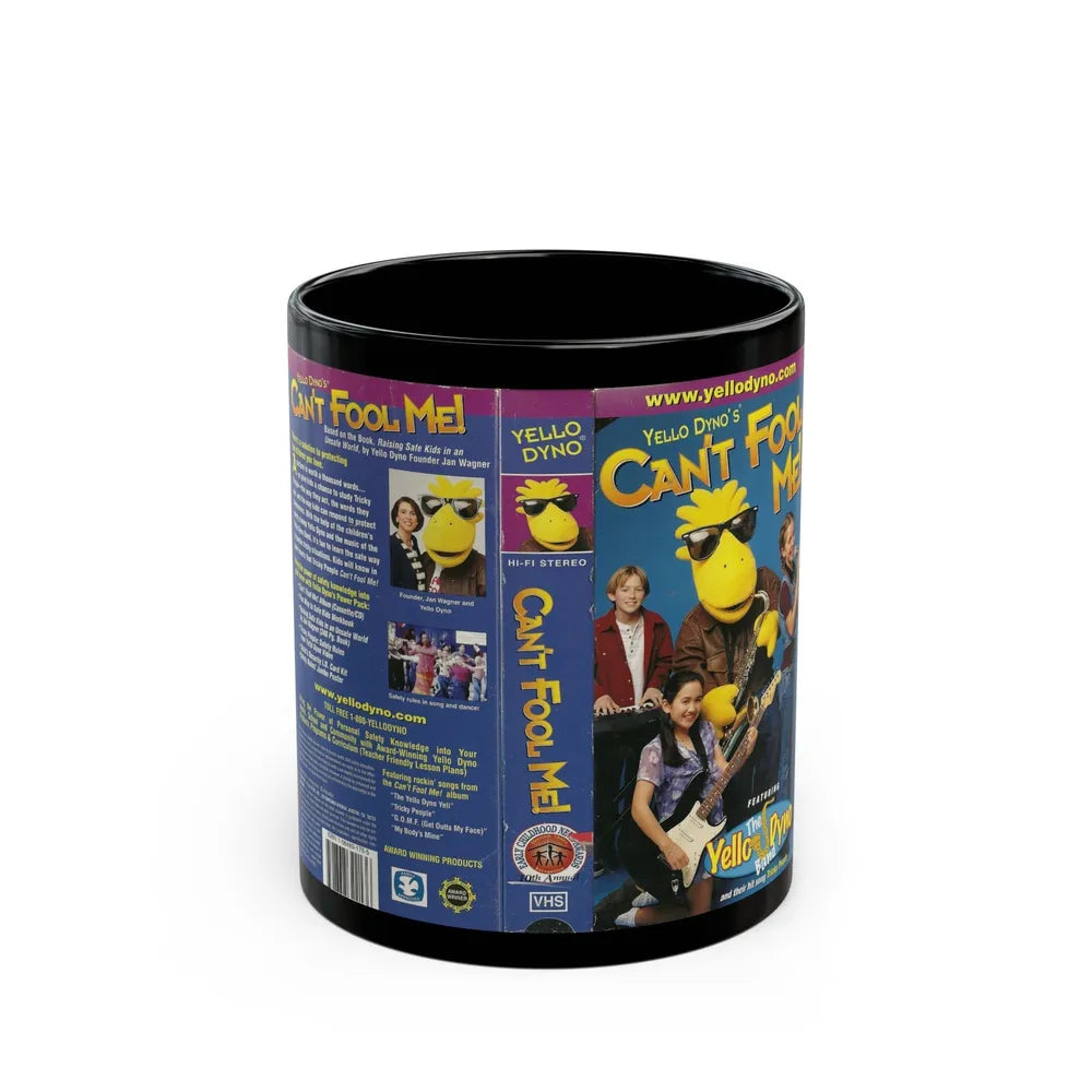 YELLO DYNOS CANT FOOL ME TRICKY PEOPLE MY BODYS MINE (VHS COVER) - Black Coffee Mug-11oz-Go Mug Yourself