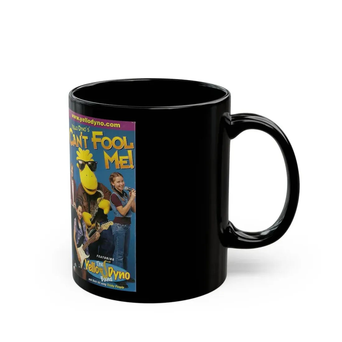 YELLO DYNOS CANT FOOL ME TRICKY PEOPLE MY BODYS MINE (VHS COVER) - Black Coffee Mug - Go Mug Yourself