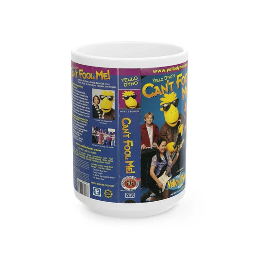 YELLO DYNOS CANT FOOL ME TRICKY PEOPLE MY BODYS MINE (VHS COVER) - White Coffee Mug 15oz - Go Mug Yourself