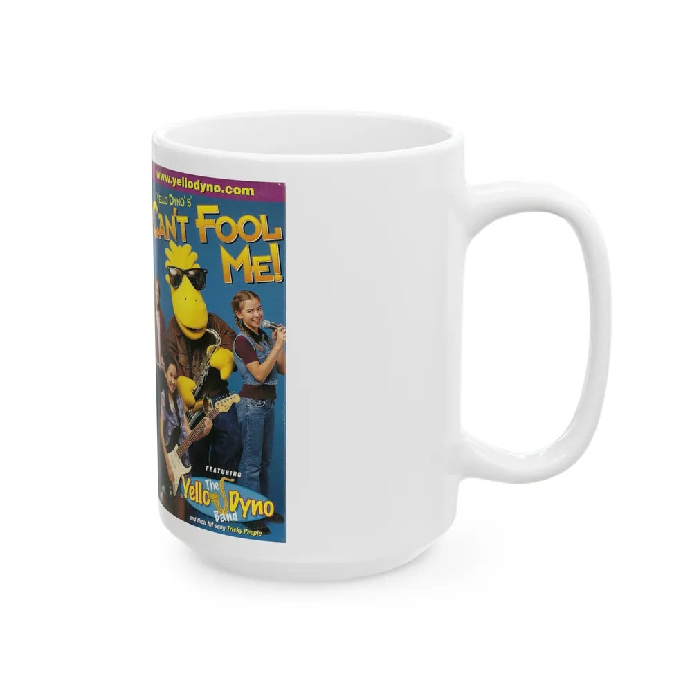 YELLO DYNOS CANT FOOL ME TRICKY PEOPLE MY BODYS MINE (VHS COVER) - White Coffee Mug-Go Mug Yourself