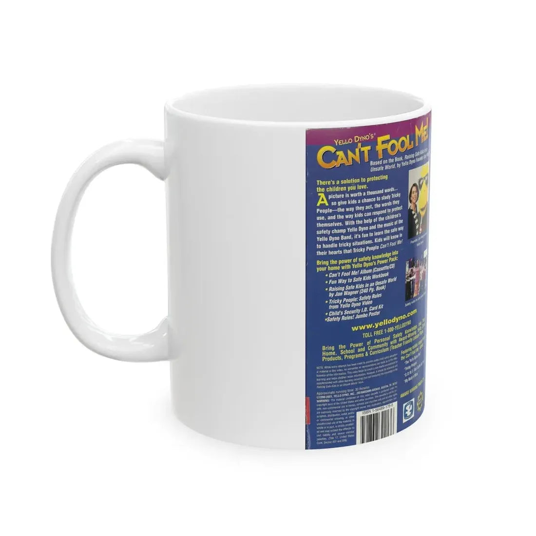 YELLO DYNOS CANT FOOL ME TRICKY PEOPLE MY BODYS MINE (VHS COVER) - White Coffee Mug - Go Mug Yourself