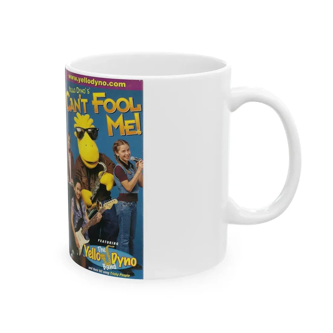 YELLO DYNOS CANT FOOL ME TRICKY PEOPLE MY BODYS MINE (VHS COVER) - White Coffee Mug - Go Mug Yourself