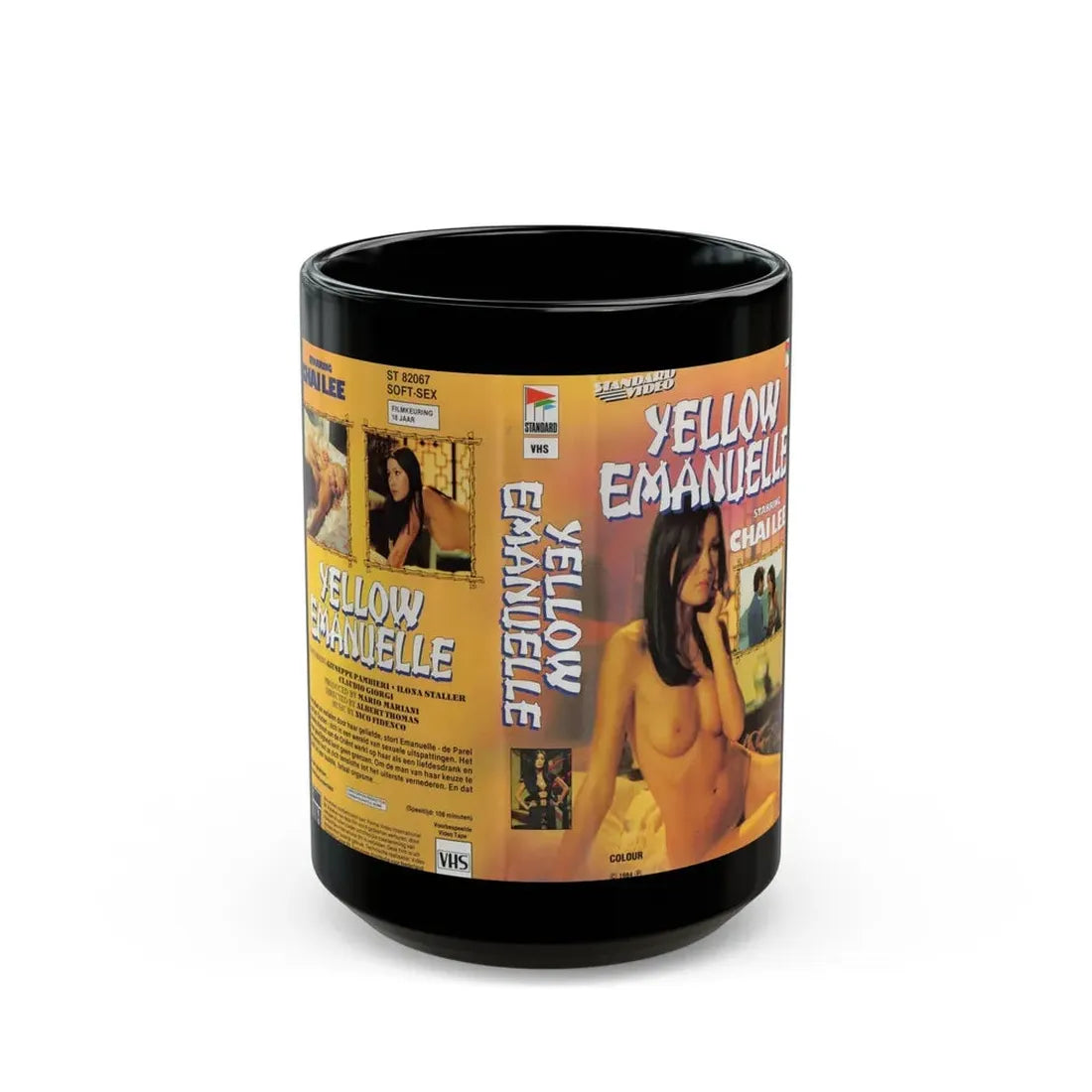 YELLOW EMANUELLE (VHS COVER) - Black Coffee Mug 15oz - Go Mug Yourself
