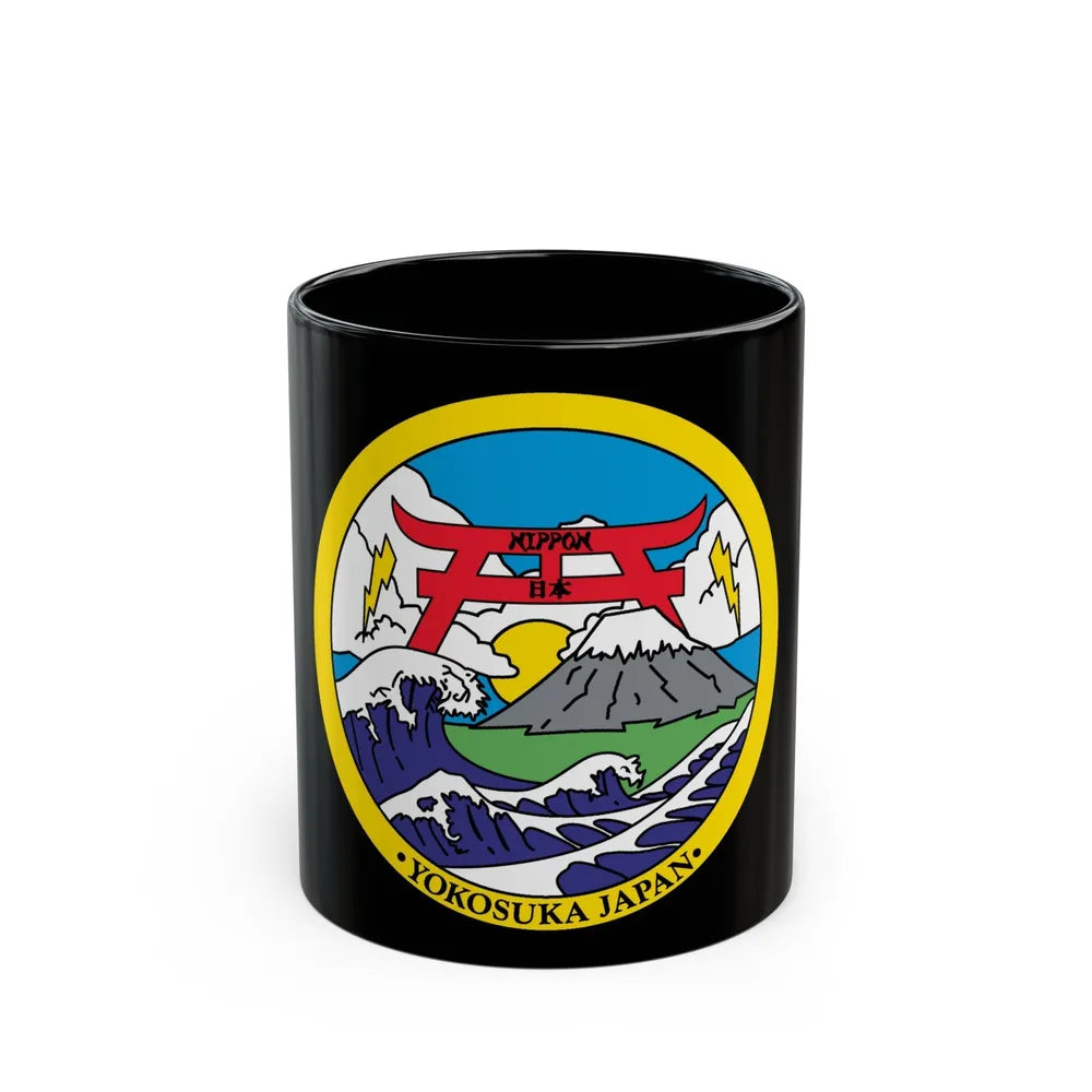 Yokosuka Japan NAVPACMETOFAC (U.S. Navy) Black Coffee Mug-11oz-Go Mug Yourself