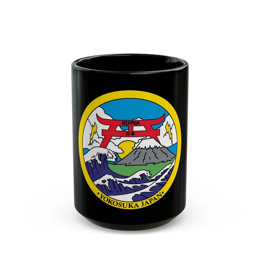 Yokosuka Japan NAVPACMETOFAC (U.S. Navy) Black Coffee Mug-15oz-Go Mug Yourself