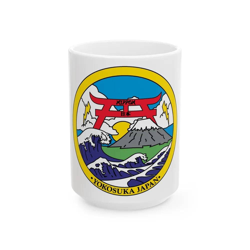 Yokosuka Japan NAVPACMETOFAC (U.S. Navy) White Coffee Mug-15oz-Go Mug Yourself