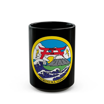 Yokosuka Japan NAVPACMETOFAC (U.S. Navy) Black Coffee Mug 15oz - Go Mug Yourself