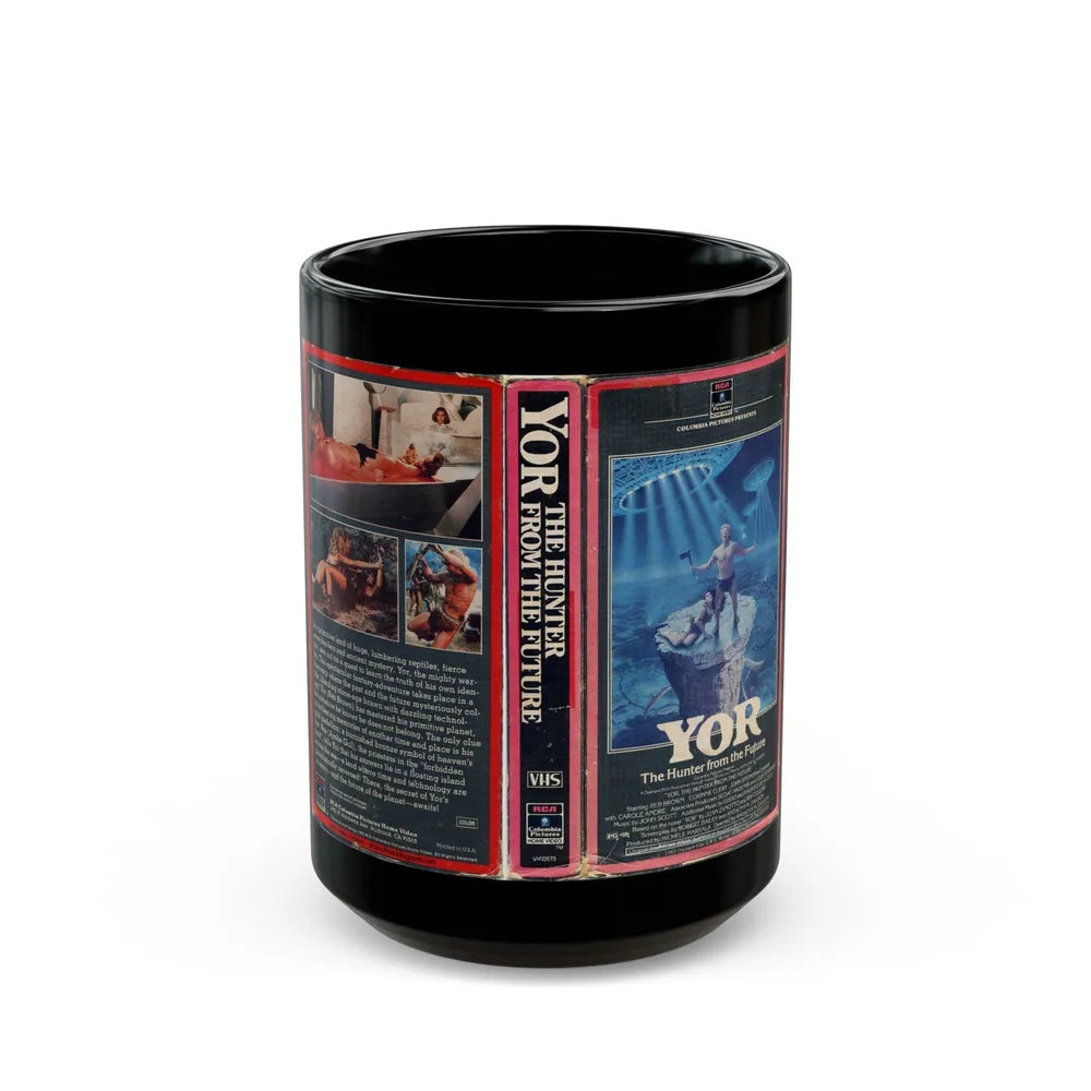 YOR THE HUNTER FROM THE FUTURE (VHS COVER) - Black Coffee Mug-15oz-Go Mug Yourself