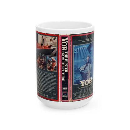 YOR THE HUNTER FROM THE FUTURE (VHS COVER) - White Coffee Mug-15oz-Go Mug Yourself