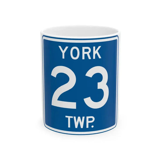 York Township Route 23 Medina County Ohio (Ohio) (Road Sign) White Coffee Mug 11oz - Go Mug Yourself