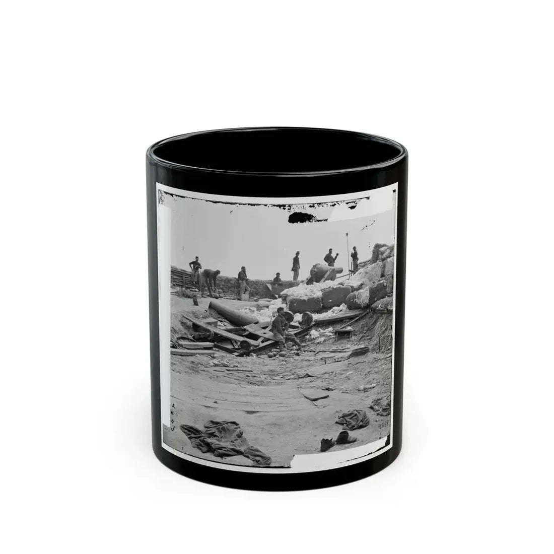 Yorktown, Va. Confederate Fortifications Reinforced With Bales Of Cotton (U.S. Civil War) Black Coffee Mug 11oz - Go Mug Yourself