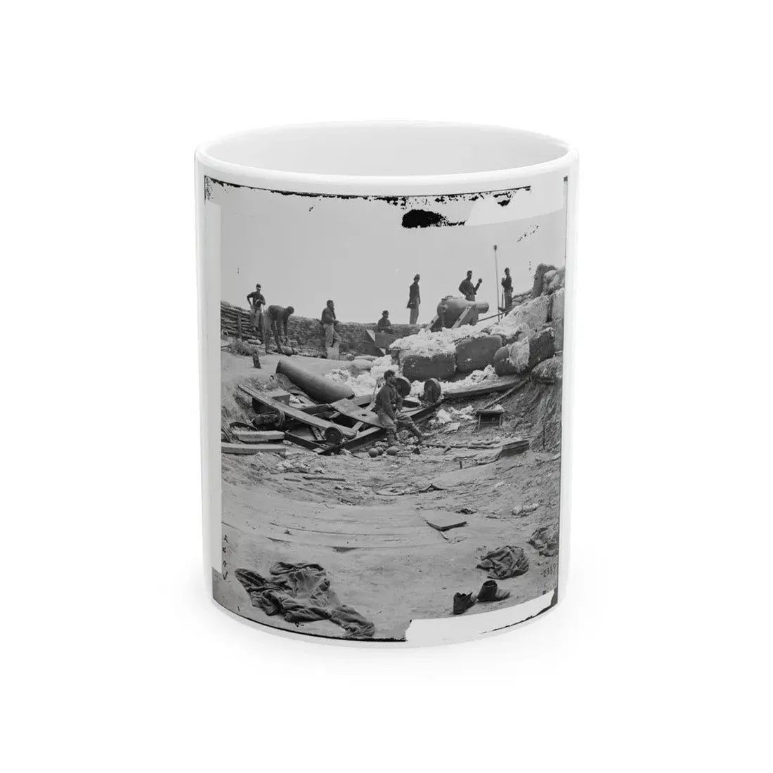 Yorktown, Va. Confederate Fortifications Reinforced With Bales Of Cotton (U.S. Civil War) White Coffee Mug 11oz - Go Mug Yourself