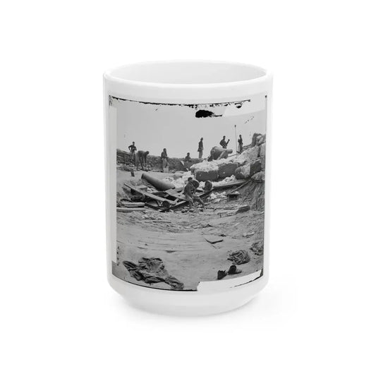 Yorktown, Va. Confederate Fortifications Reinforced With Bales Of Cotton (U.S. Civil War) White Coffee Mug 15oz - Go Mug Yourself