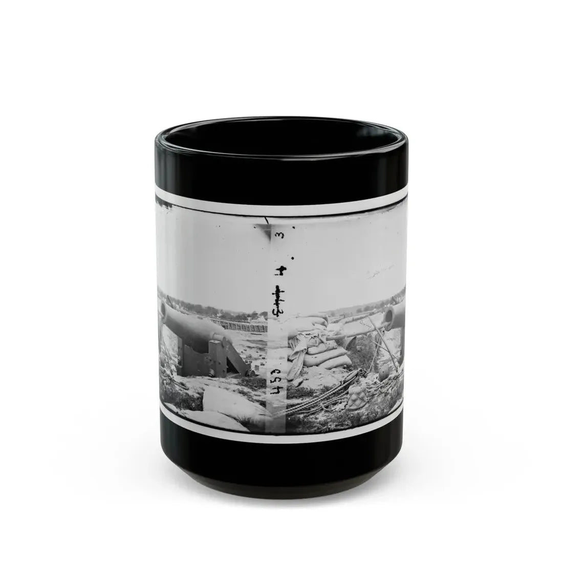 Yorktown, Va. Confederate Fortifications, With Large Gun (U.S. Civil War) Black Coffee Mug 15oz - Go Mug Yourself