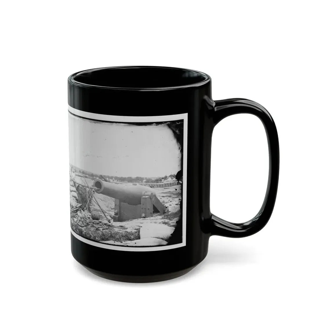 Yorktown, Va. Confederate Fortifications, With Large Gun (U.S. Civil War) Black Coffee Mug - Go Mug Yourself