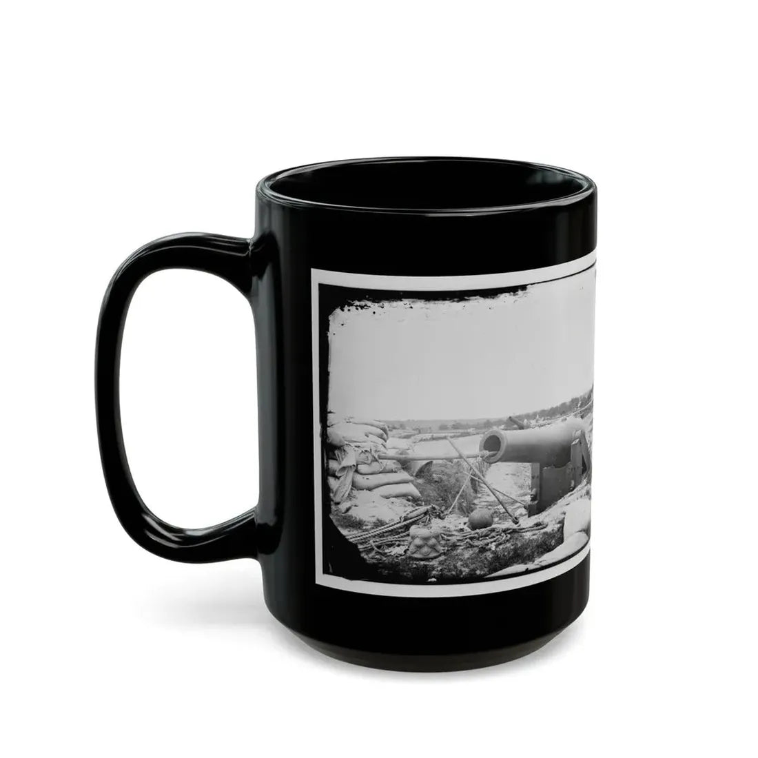 Yorktown, Va. Confederate Fortifications, With Large Gun (U.S. Civil War) Black Coffee Mug - Go Mug Yourself