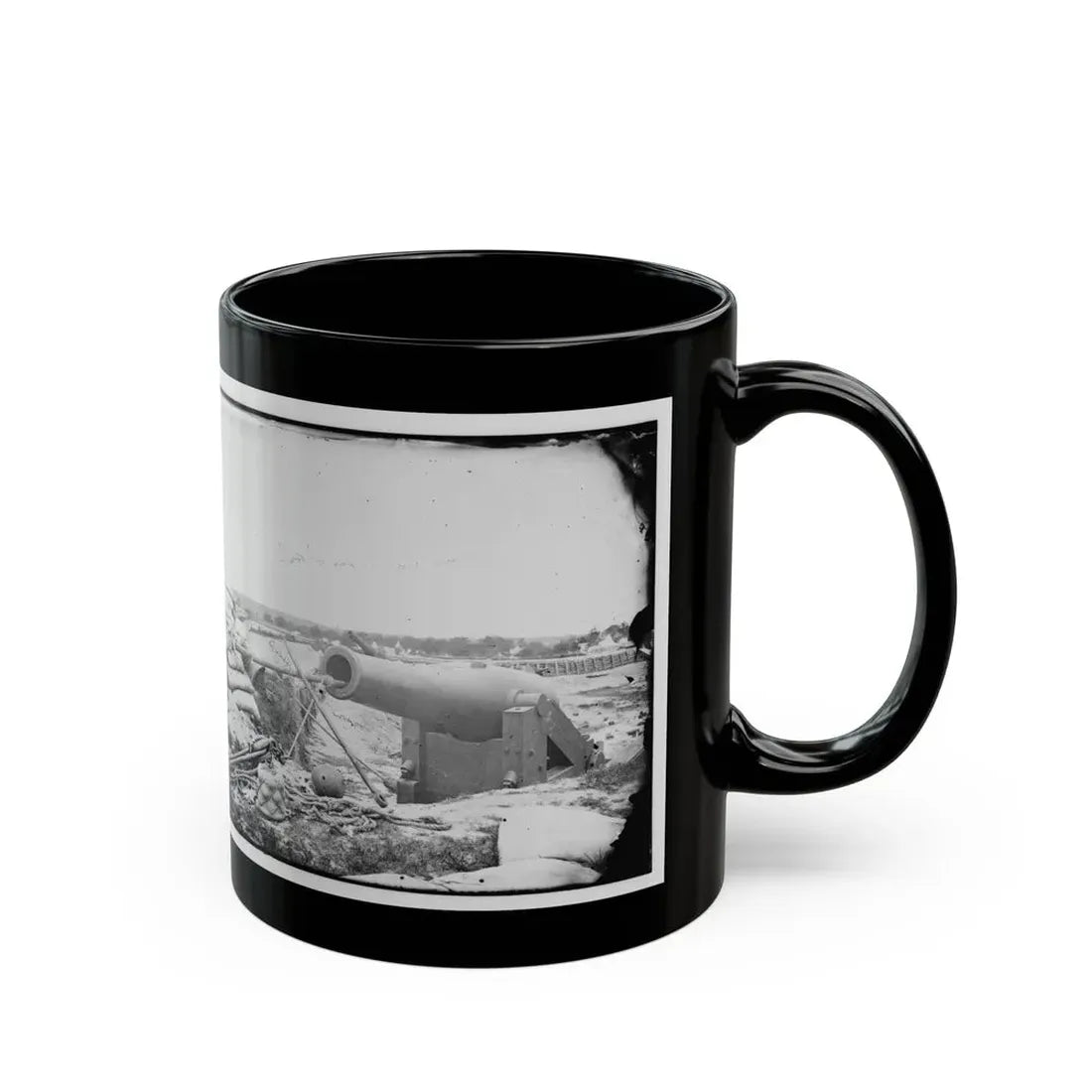Yorktown, Va. Confederate Fortifications, With Large Gun (U.S. Civil War) Black Coffee Mug - Go Mug Yourself