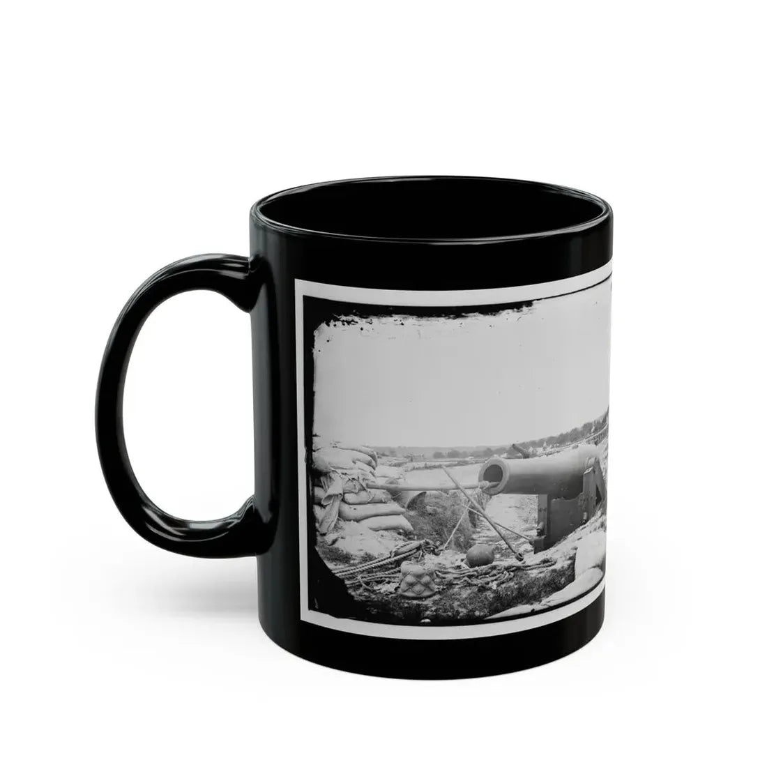 Yorktown, Va. Confederate Fortifications, With Large Gun (U.S. Civil War) Black Coffee Mug - Go Mug Yourself