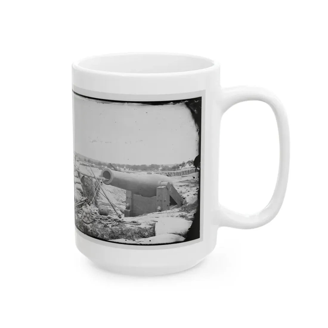 Yorktown, Va. Confederate Fortifications, With Large Gun (U.S. Civil War) White Coffee Mug - Go Mug Yourself