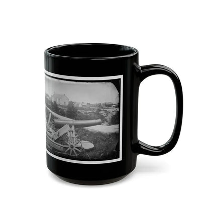 Yorktown, Va. Confederate Naval Gun; In Background Is Nelson Church, Used As A Hospital (U.S. Civil War) Black Coffee Mug - Go Mug Yourself