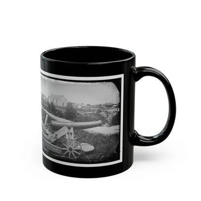 Yorktown, Va. Confederate Naval Gun; In Background Is Nelson Church, Used As A Hospital (U.S. Civil War) Black Coffee Mug - Go Mug Yourself