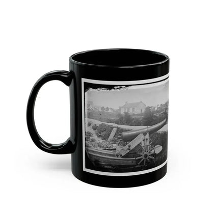 Yorktown, Va. Confederate Naval Gun; In Background Is Nelson Church, Used As A Hospital (U.S. Civil War) Black Coffee Mug - Go Mug Yourself