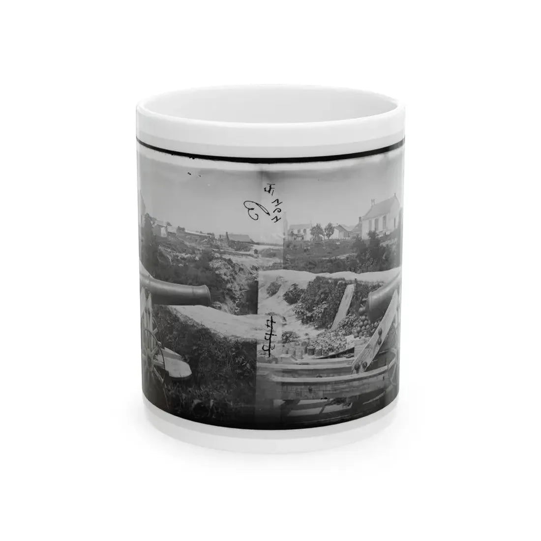 Yorktown, Va. Confederate Naval Gun; In Background Is Nelson Church, Used As A Hospital (U.S. Civil War) White Coffee Mug 11oz - Go Mug Yourself