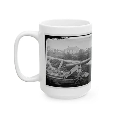 Yorktown, Va. Confederate Naval Gun; In Background Is Nelson Church, Used As A Hospital (U.S. Civil War) White Coffee Mug - Go Mug Yourself