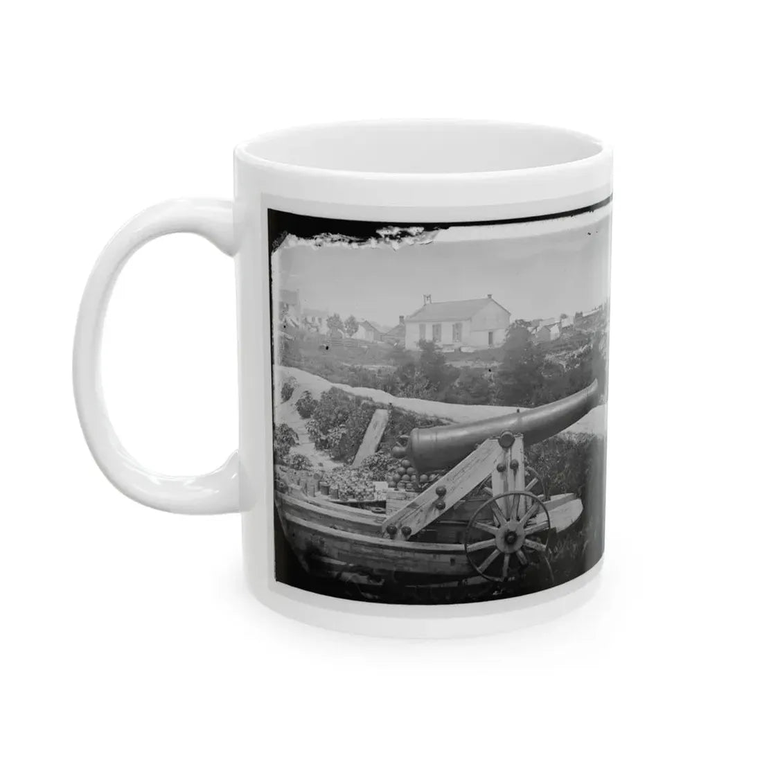 Yorktown, Va. Confederate Naval Gun; In Background Is Nelson Church, Used As A Hospital (U.S. Civil War) White Coffee Mug - Go Mug Yourself
