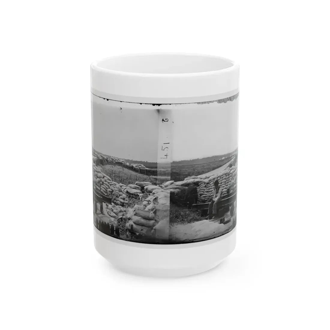 Yorktown, Va. Confederate Sandbag Fortifications (U.S. Civil War) White Coffee Mug 15oz - Go Mug Yourself