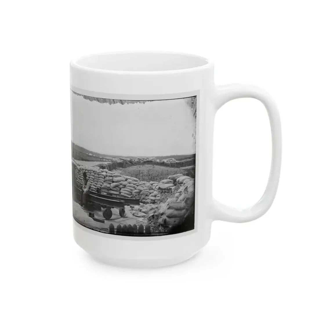 Yorktown, Va. Confederate Sandbag Fortifications (U.S. Civil War) White Coffee Mug - Go Mug Yourself
