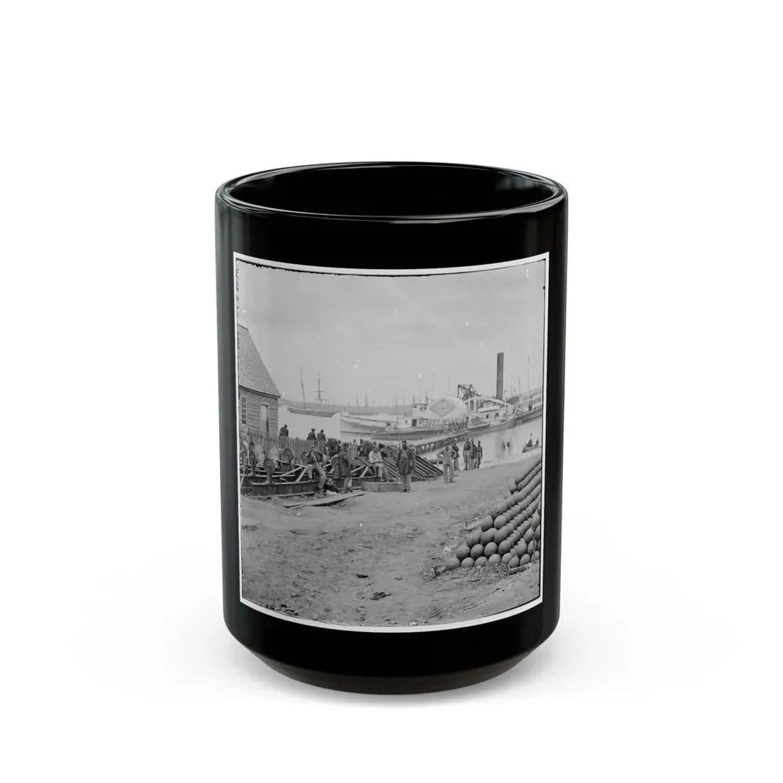 Yorktown, Va. Embarkation For White House Landing, Va. (U.S. Civil War) Black Coffee Mug 15oz - Go Mug Yourself