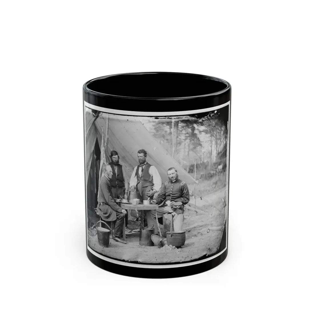 Yorktown, Va., Vicinity. Group Before The Photographic Tent At Camp Winfield Scott (U.S. Civil War) Black Coffee Mug 11oz - Go Mug Yourself