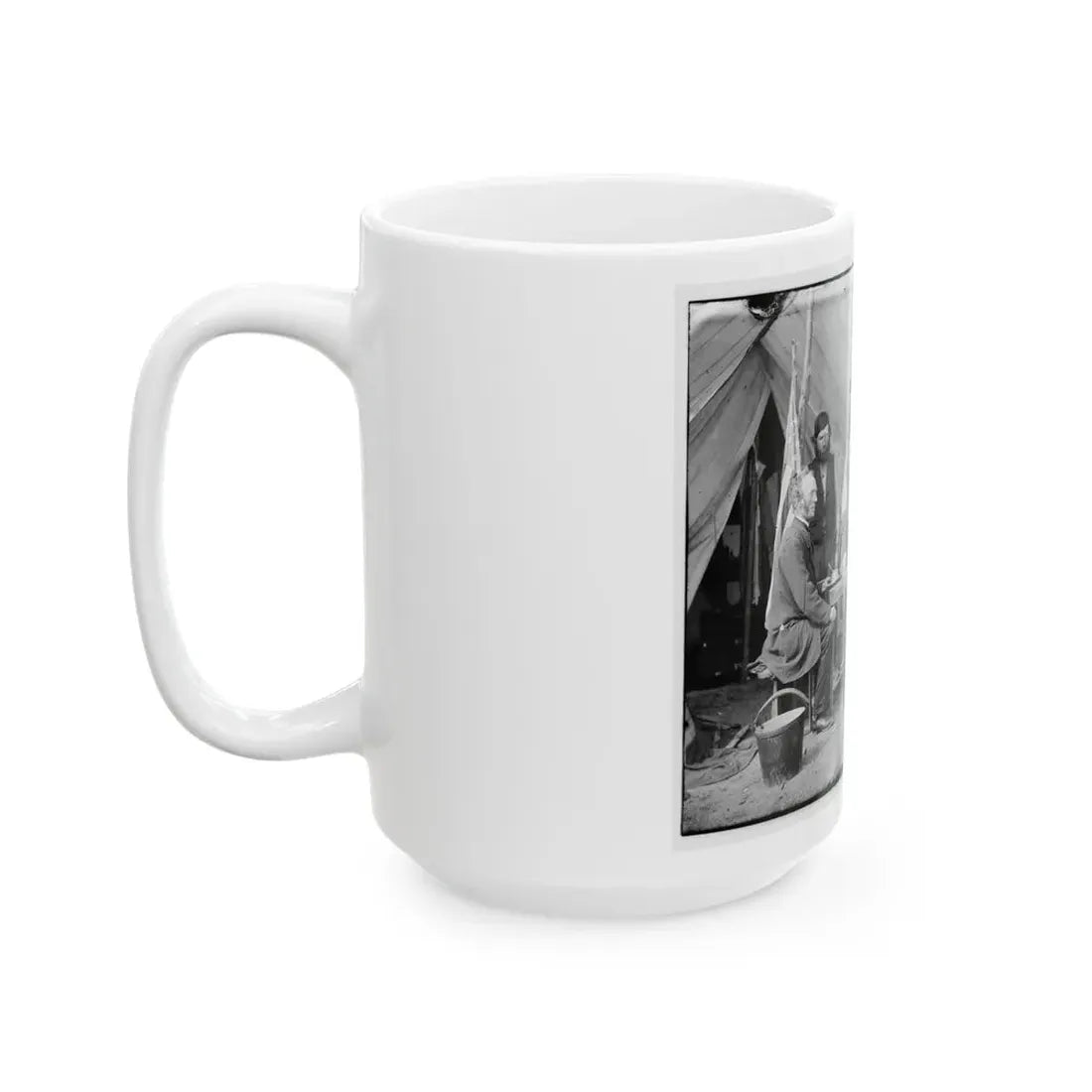 Yorktown, Va., Vicinity. Group Before The Photographic Tent At Camp Winfield Scott (U.S. Civil War) White Coffee Mug - Go Mug Yourself