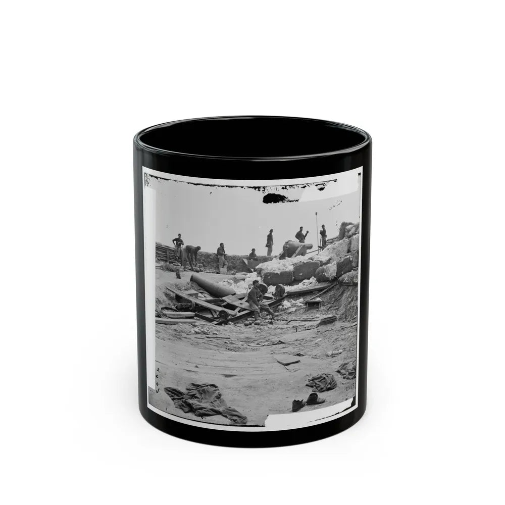 Yorktown, Va. Confederate Fortifications Reinforced With Bales Of Cotton (U.S. Civil War) Black Coffee Mug-11oz-Go Mug Yourself