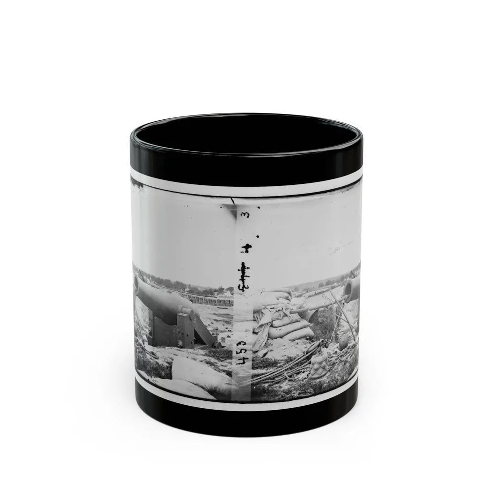 Yorktown, Va. Confederate Fortifications, With Large Gun (U.S. Civil War) Black Coffee Mug-11oz-Go Mug Yourself