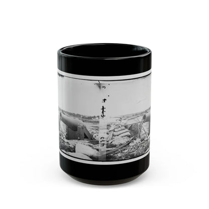 Yorktown, Va. Confederate Fortifications, With Large Gun (U.S. Civil War) Black Coffee Mug-15oz-Go Mug Yourself